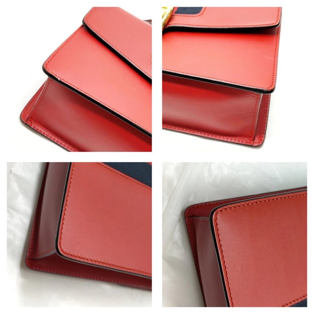 Authentic Gucci Sherry Line Red Leather Shoulder Bag mn684-112625 - Picture 7 of 16